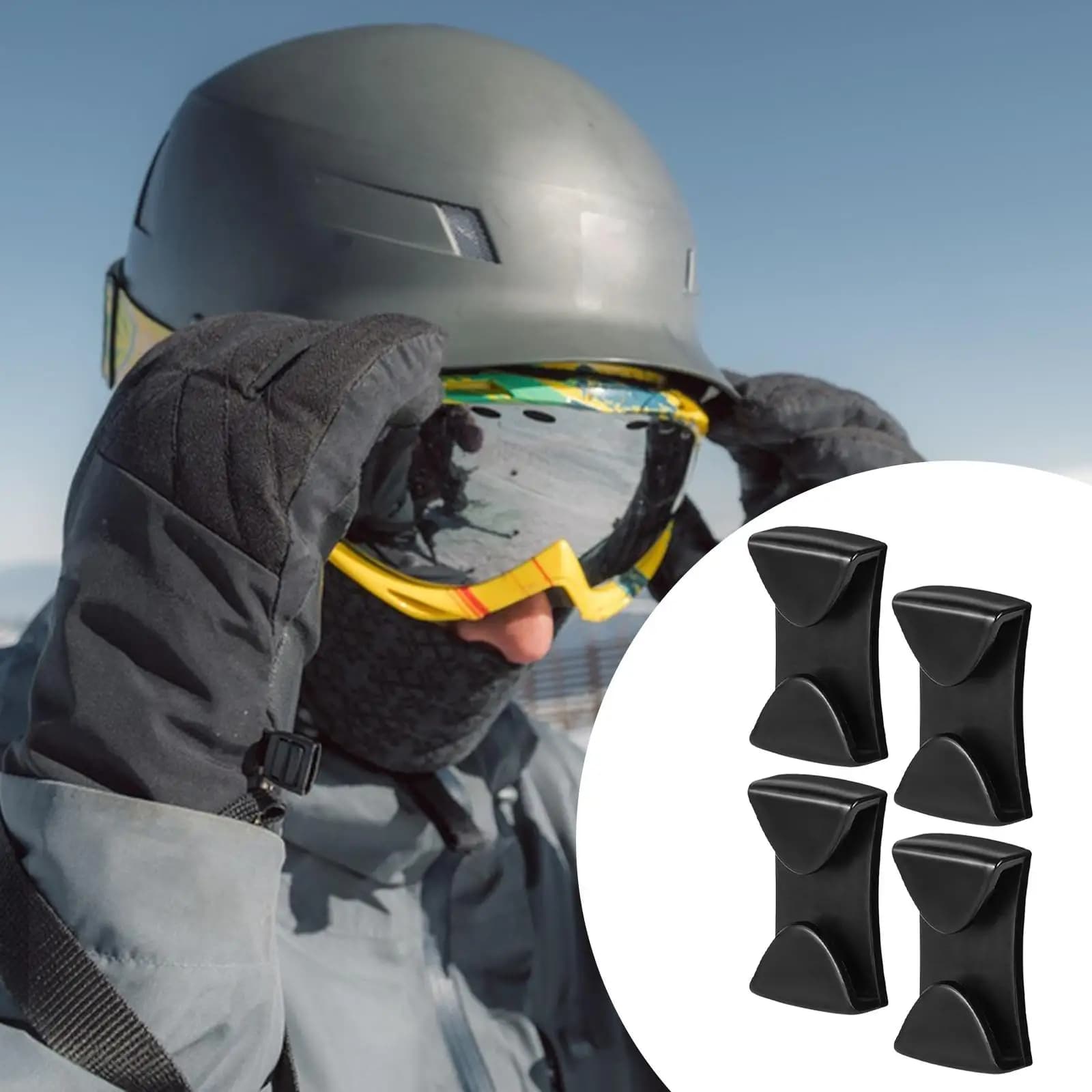 Clip per occhiali per casco da sci Fermo sicuro Porta occhiali in plastica multifunzionale per attrezzatura da snowboard da sci