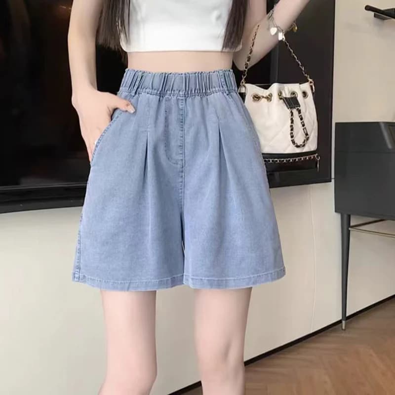 Summer New Women Daily Casual Versatile Jeans Girls Classic Light Blue High Waist Shorts Lady Thin Breathable Denim Shorts