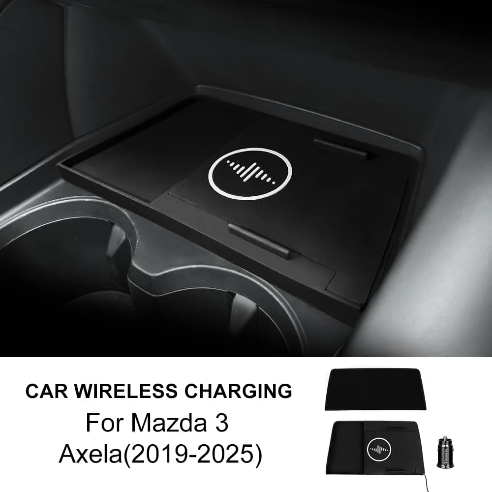 Caricatore Wireless per Mazda 3 Axela 2019-2025, Pad di Ricarica Rapida, Organizer per Console Centrale, Accessori per Modifiche Interne