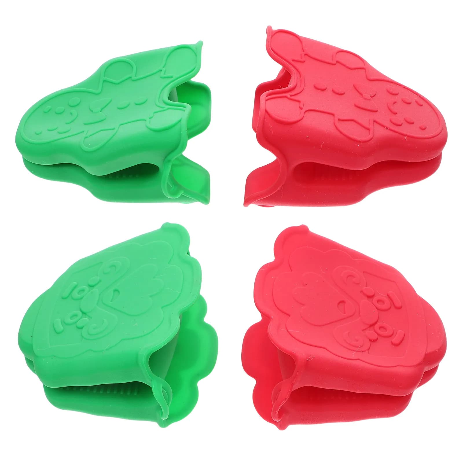 4Pcs Silicone Oven Mitts Gingerbread Design Waterproof Stain Resistant Heat Resistant Kitchen Gloves for Baking Air Fryer