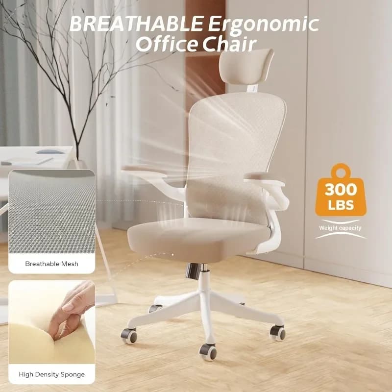 Sedia da ufficio Sedia da ufficio per scrivania con poggiatesta regolabile e cuscino per supporto lombare, sedia per computer con schienale alto