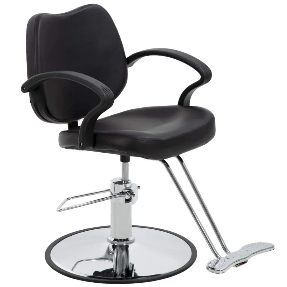 Poltrona da Barbiere, Sedia Idraulica per Styling, in Pelle PU, Altezza Regolabile, Poggiapiedi, Base Cromata Antiscivolo, Personalizzabile