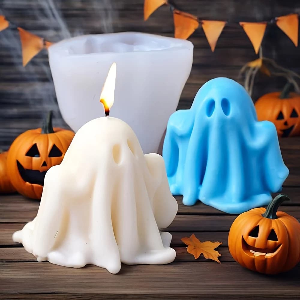 Halloween Ghost Candle Mold Crafts Gypsum Resin Making Silicone Mold DIY Pumpkin Ghost Modeling Decoration Kitchen Mold