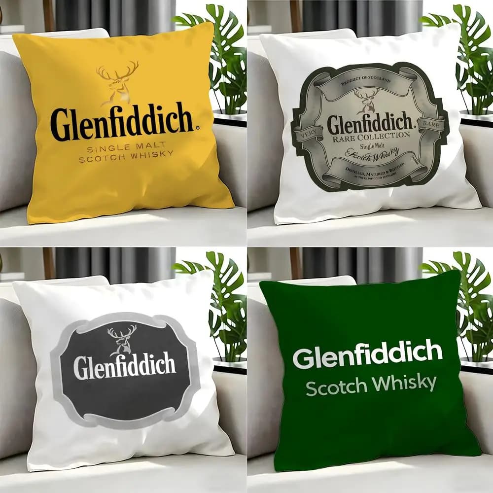 alcohol Glenfiddich Cushion Cover Cushion Cover Set 4Pcs 50x50 45x45 40x40 Pillowcase Decorative Sofa Home Decor