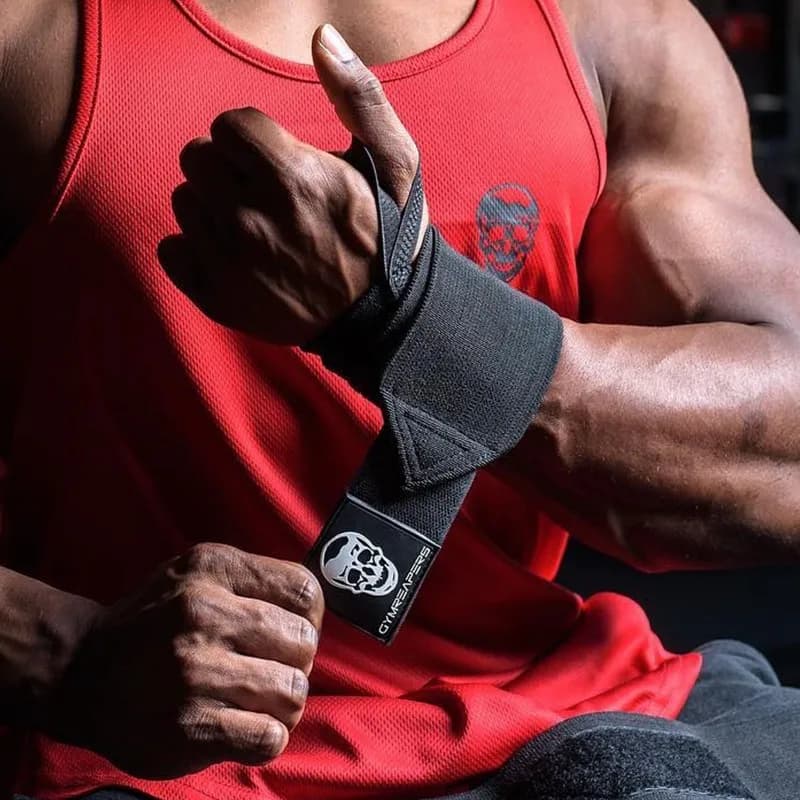 1 paio di fasce per il polso per sollevamento pesi con teschio, cinturino di supporto per il polso per sollevamento pesi con passante per il pollice per allenamento della forza di powerlifting in palestra