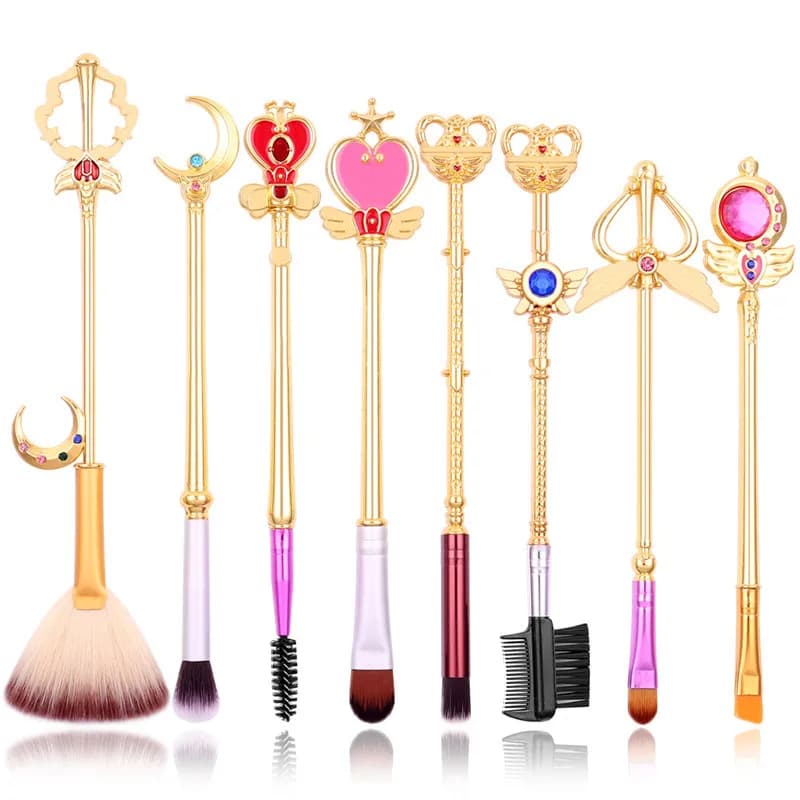 Japan Anime Sailor Moon Makeup Brushes Set Cartoon Figure Tsukino Usagi Bacchetta Woman Fondotinta Blush Umbrella Makeup Brushes