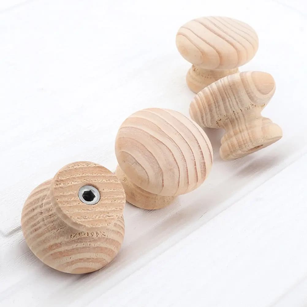 6 pomelli per cassetti in legno massello, semplici ed eleganti, maniglie rotonde per ante di armadi e guardaroba, texture in legno naturale, facili da installare