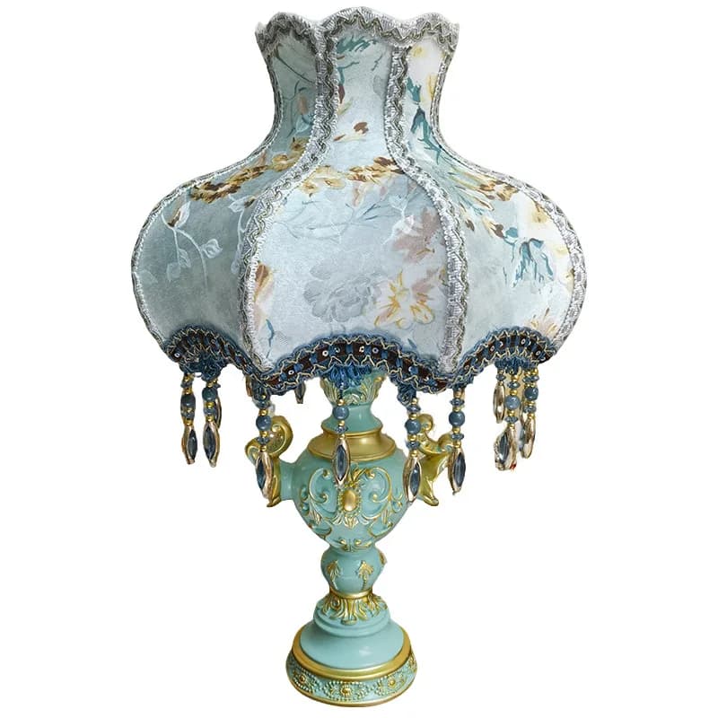 Blue desk lamp romantic high-end bedroom bedside lamp creative pastoral luxury noble living room