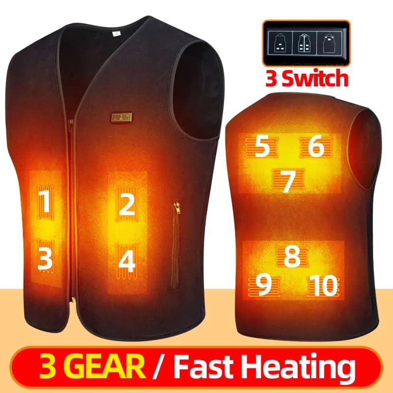 Gilet riscaldato in pile intelligente da uomo Gilet autoriscaldante elettrico USB da donna Giacca riscaldata ricaricabile Abbigliamento riscaldato da caccia termico