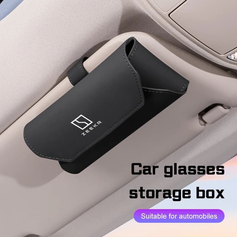 Custodia Porta Occhiali in Pelle Portatile per Auto ZEEKR X 001 007 009 7X 9X 2023 2026, Clip per Occhiali da Sole da Visiera Auto, Scatola Portaoggetti, Accessori