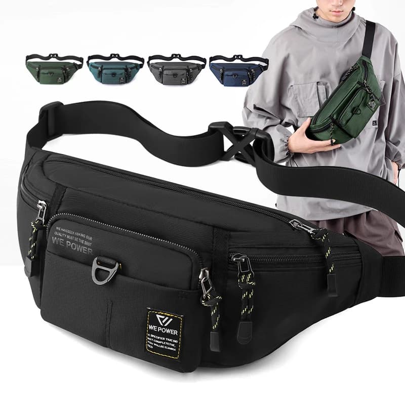 Marsupio da uomo in vita con cintura a tracolla, marsupio da viaggio multitasche, moda militare, sport, nylon, marsupio maschile, borse per fianchi, nuovo