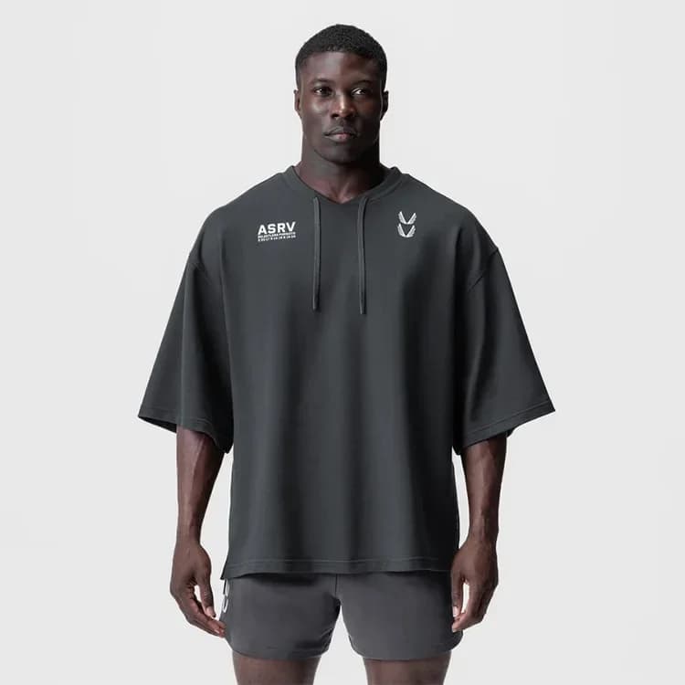 T-shirt ampia in cotone da uomo con scollo a V manica corta camicia sportiva maglietta da corsa top maglia da basket allenamento estivo palestra abbigliamento fitness