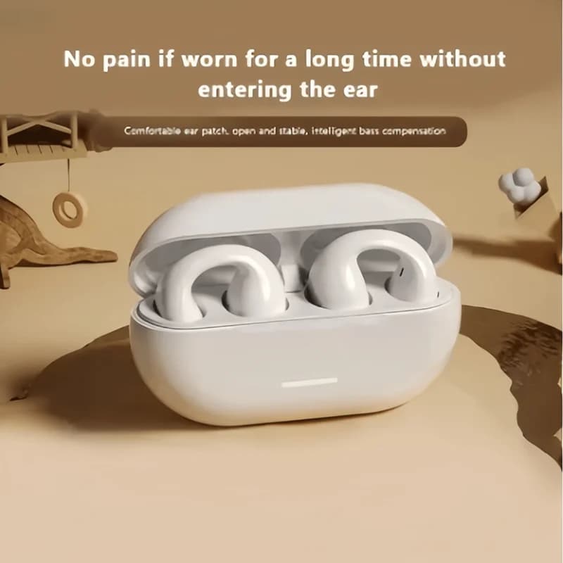 T75 Fone Bluetooth Headset 5.3 Wireless Bone Conduction Headphones Clip Ear Music Noise Canceling HD Call Sports Gaming Earphone