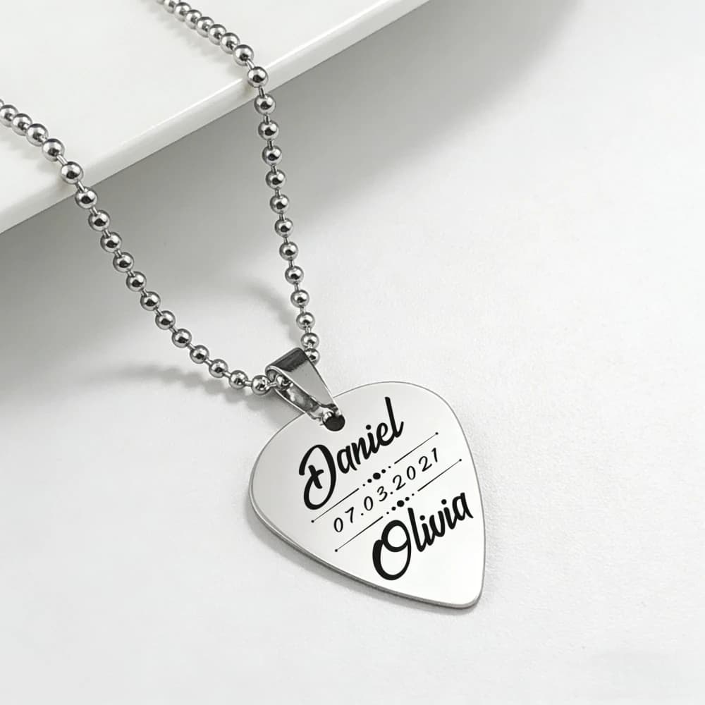 Collane personalizzate con plettri per chitarra, nuove collane con ciondolo a forma di plettro in acciaio inossidabile, un regalo unico per chitarristi
