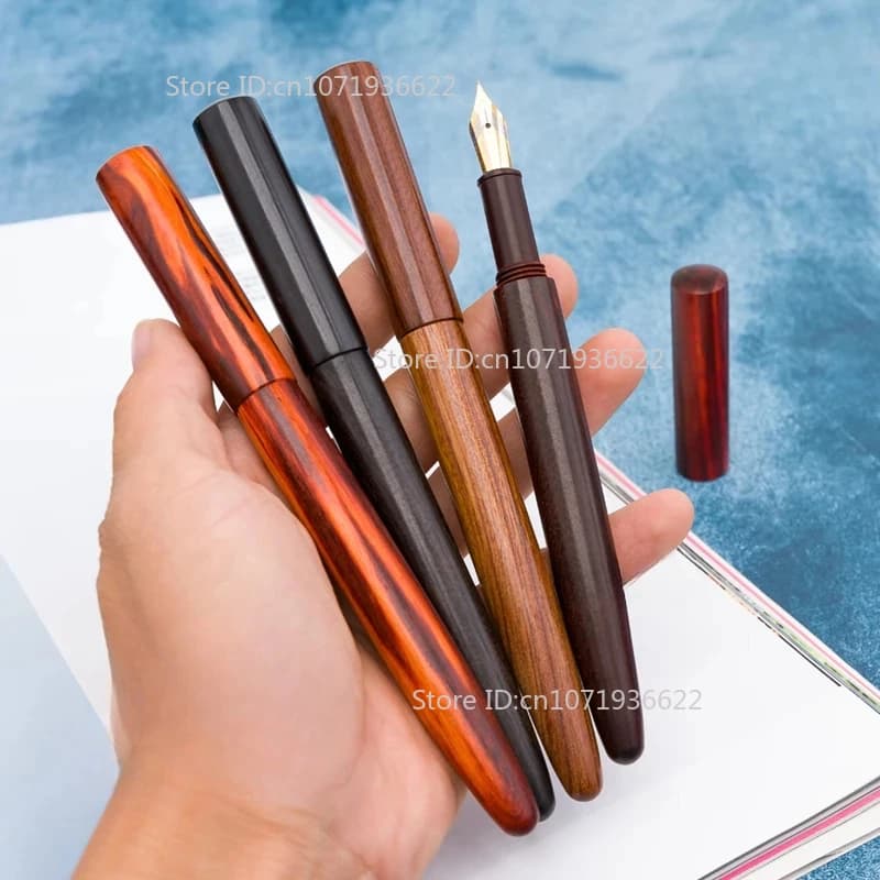 Nuova penna stilografica vintage interamente in legno di sandalo 0,5 mm punta dritta studenti che praticano la scrittura ufficio regalo aziendale di cancelleria