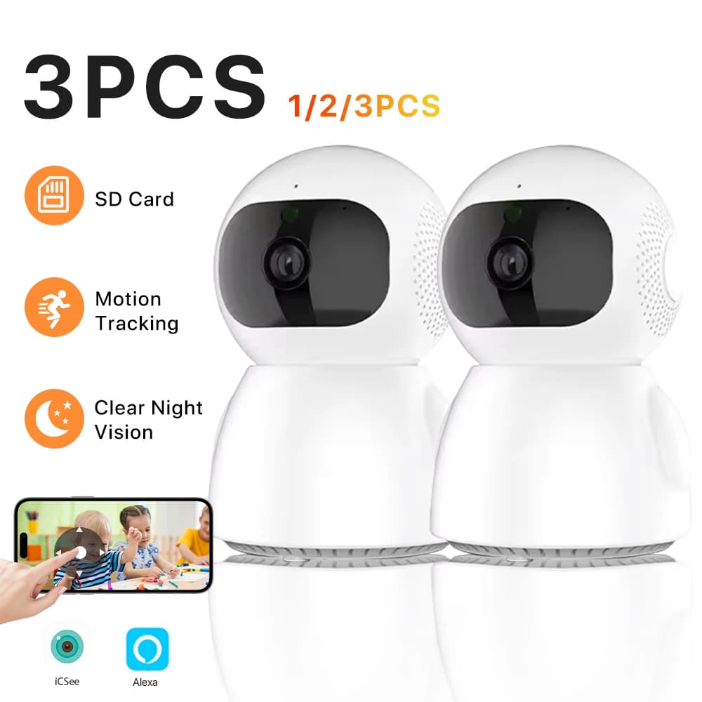 Telecamere Wifi 2.4G Video sorveglianza 3MP AI Dezione umana 3/2/1PCS Telecamera IP Sicurezza domestica Audio bidirezionale wireless iCSee