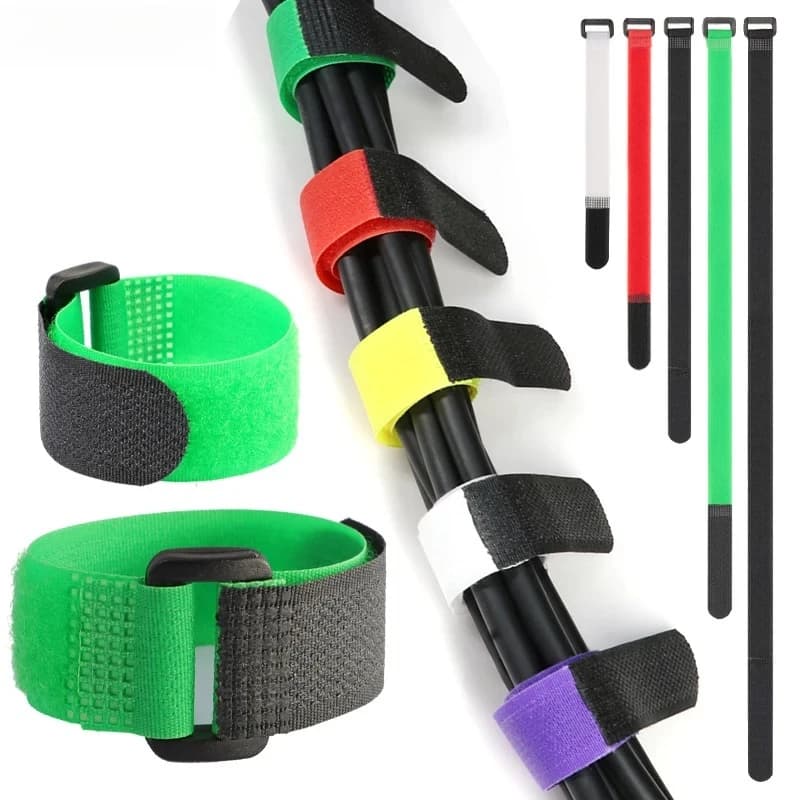 5~20pcs Nylon Reusable Cable Ties with Buckle Hook Loop Self Adhesive Wrap Plastics Bundle Belt Fastener Straps Wire Organizer