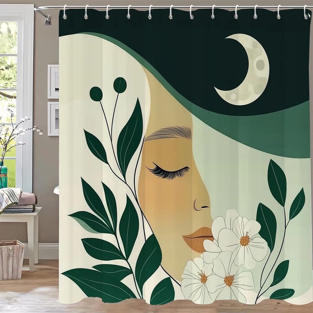 Tenda da doccia moderna con arte astratta, tenda divisoria per bagno con ganci, lavabile, decorazione per la casa
