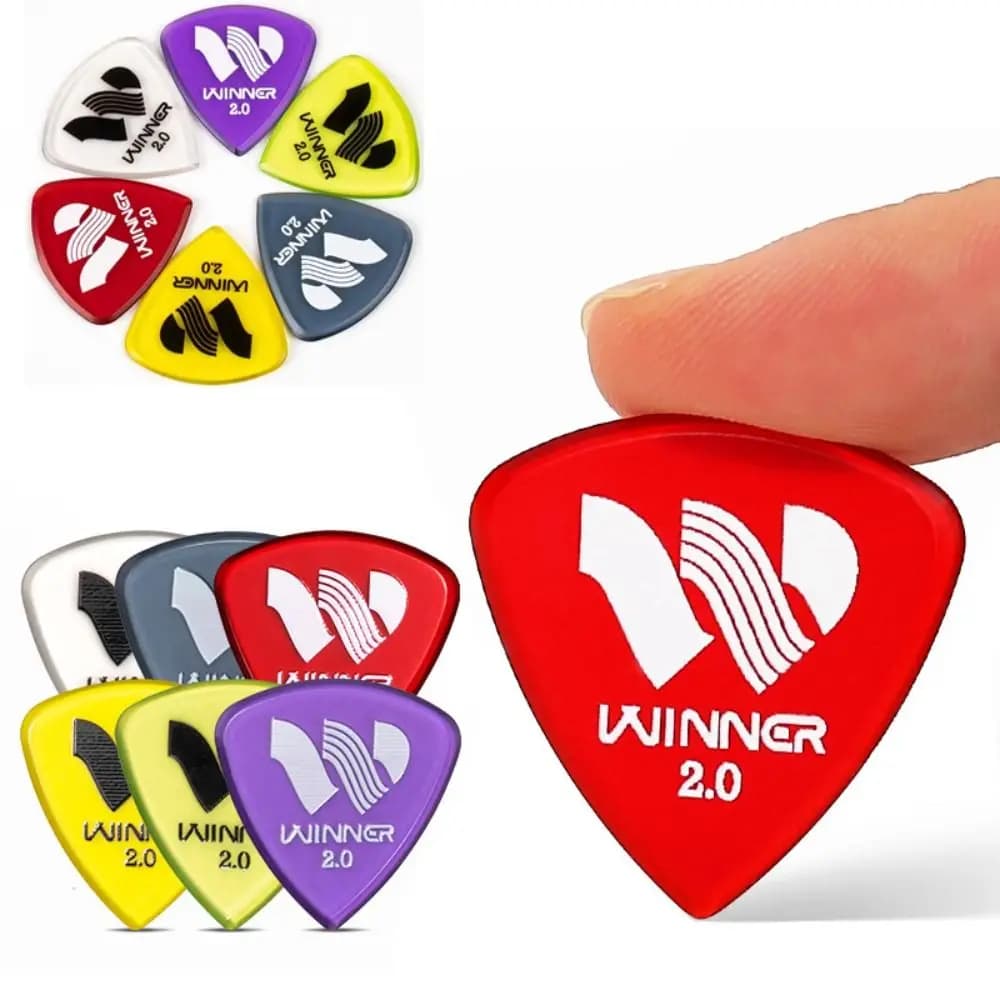 Set Professionale di 6 Plettri per Chitarra Winner, Grandi Triangolari, Spessore 2.0MM, Antiscivolo, Accessori per Chitarra