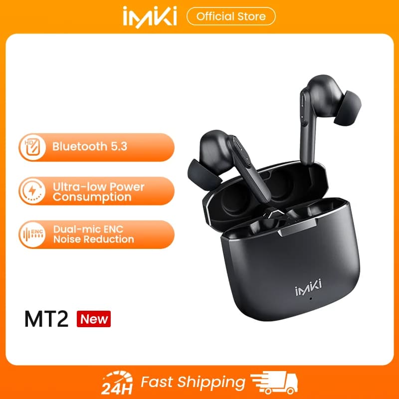 Auricolari IMIKI MT2 Full In-Ear Dual-mic ENC Cuffie sportive con riduzione del rumore BT 5.3 IPX4 Cuffie wireless impermeabili HiFi