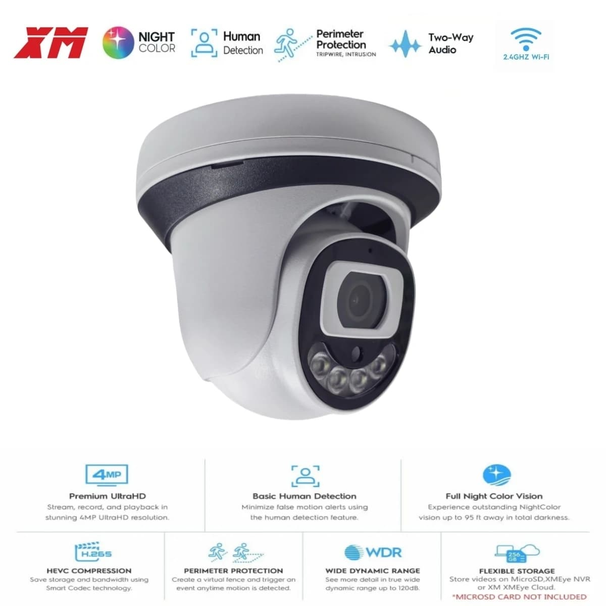 Telecamera di sicurezza WiFi da 4 MP dome Telecamera IP per visione notturna a colori wireless interna Supporta il sistema di videosorveglianza domestica bidirezionale