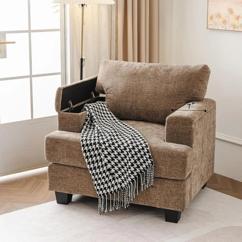 Poltrona con Braccioli Jumbo, Cuscino Morbido da 7,8'', Poltrona Ergonomica Imbottita, Comoda Sedia per Lettura o Divano, Ideale per