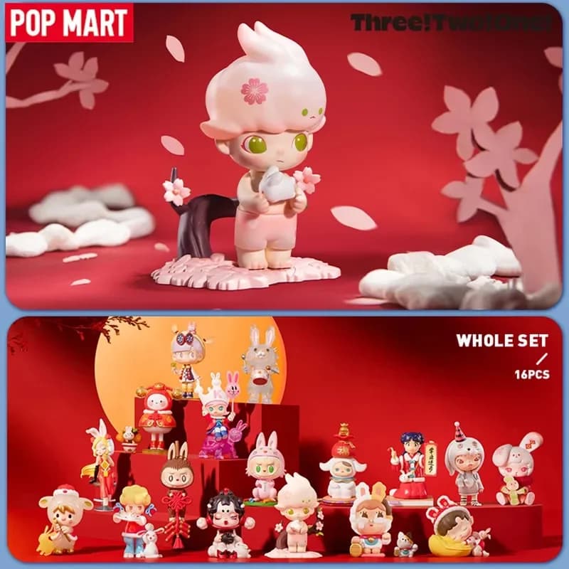POP MART Tre, Due, Uno! Buona serie di Capodanno cinese Scatola cieca Giocattoli Kawaii Anime Action Figure Bambole a sorpresa con scatola misteriosa