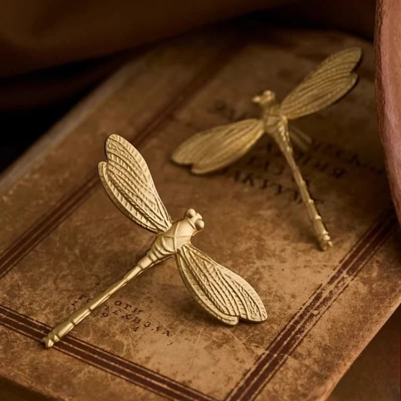 Maniglie per Mobili in Ottone a Forma di Libellula Francese, Pomelli per Cassetti a Foro Singolo per Armadi, Accessori Unici per Mobili di Lusso