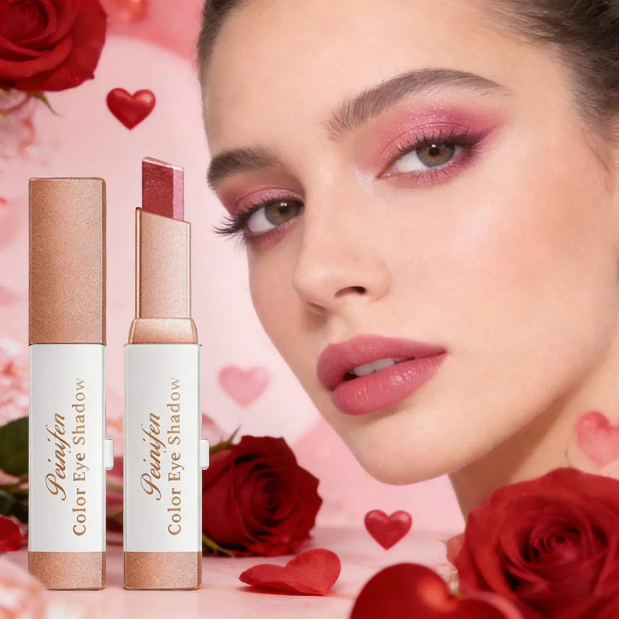 Stick Shade 2-in-1 Waterproof, Smoked Opaque and Bright, Anti-Slip Bicolor Makeup Pen, for Daily Use and Valentine's Day Party
