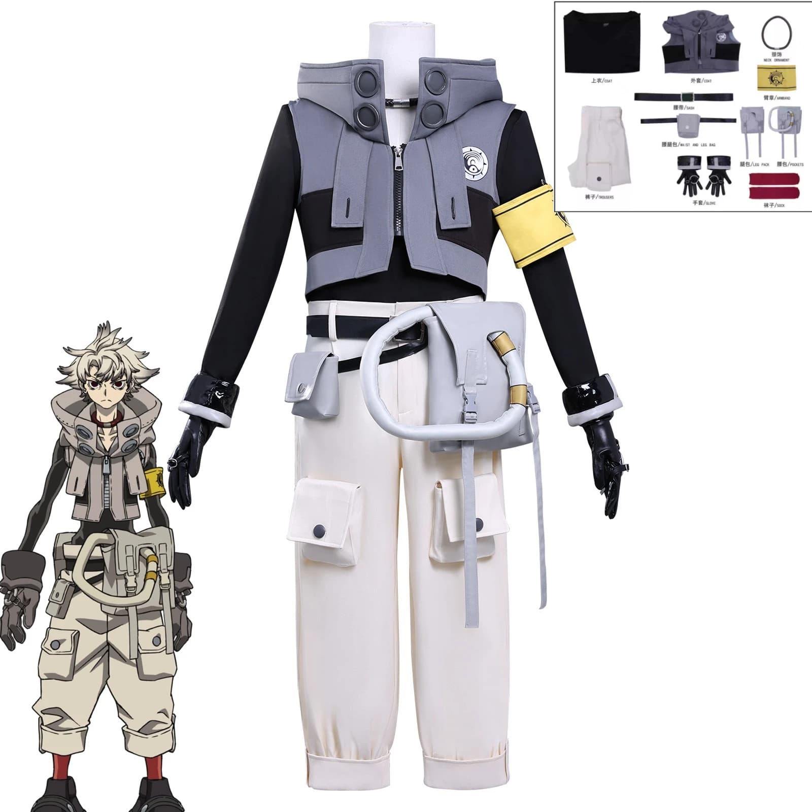 Anime Gachiakuta Rudo Surebrec Costume Cosplay Hoodie Gloves Bag Wig Set Halloween Party Women's Carnival Battle Outfit