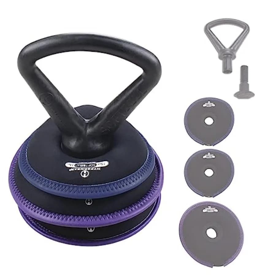 Adjustable Kettlebell Set Hyperwear SoftBell - Weight Plates Soft Vinyl Cover with Rubber Base - Versatile Equipment for Home Gym