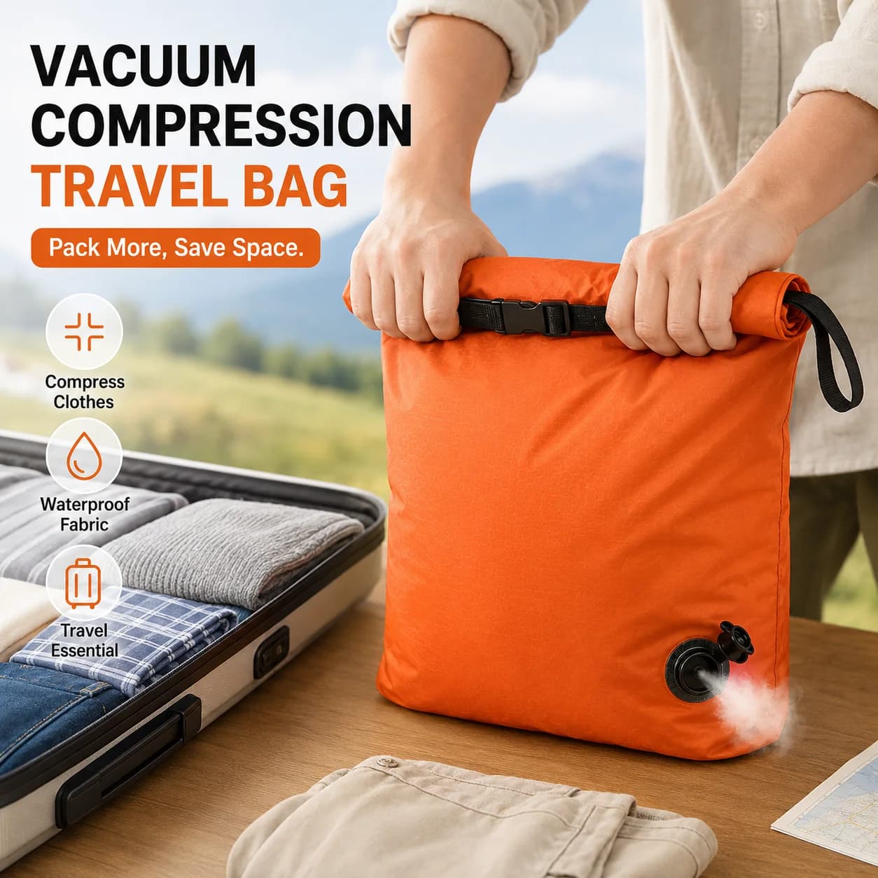 Borsa da Viaggio per Compressione e Organizzazione, Grande Capacità, Antipolvere, Salvaspazio