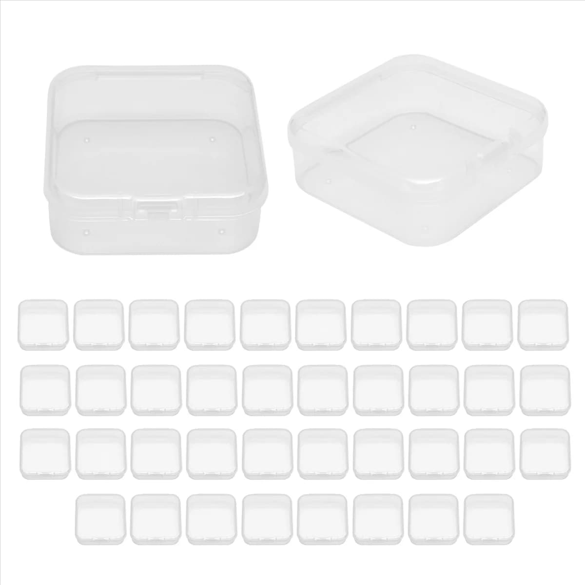 A71Z Pack of 40 containers to store transparent plastic beads with hinged cover for small objects, diamonds, beads (2,2X2,2X0,79 inches)