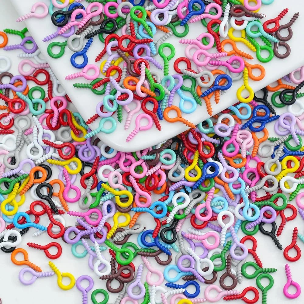 100 pezzi colorati occhi a vite piccoli mini spille per occhi occhielli gancio occhielli vite per gioielli fai da te ciondolo creazione di forniture accessori