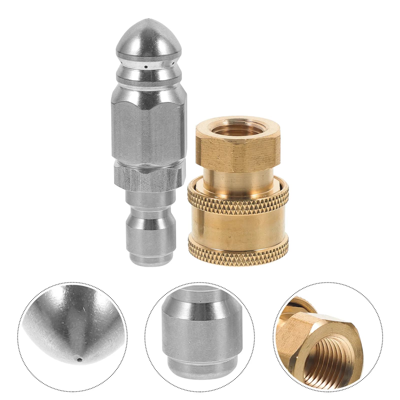 Set of 1 nozzle for high pressure garden hose, adjustable, stainless steel, for driveways and terraces