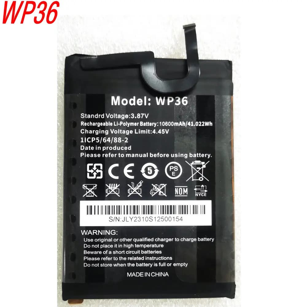 New 3.87V 10600mAh High Capacity Replacement Battery for OUKITEL WP36 Three Proof Smartphones 1ICP5/64/88-2
