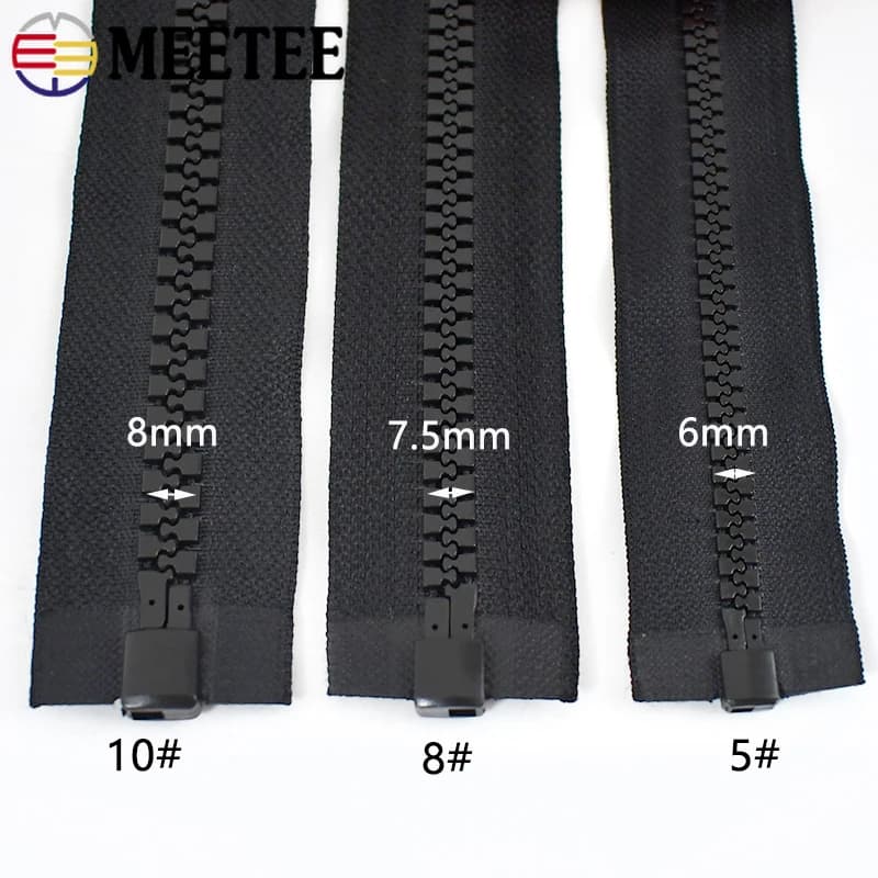 Meetee 5 # 8 # 10 # Cerniere in resina 60-300 cm Chiusure a cerniera con chiusura automatica a doppia faccia per borse Kit di riparazione cerniera tenda Accessori per cucire fai da te