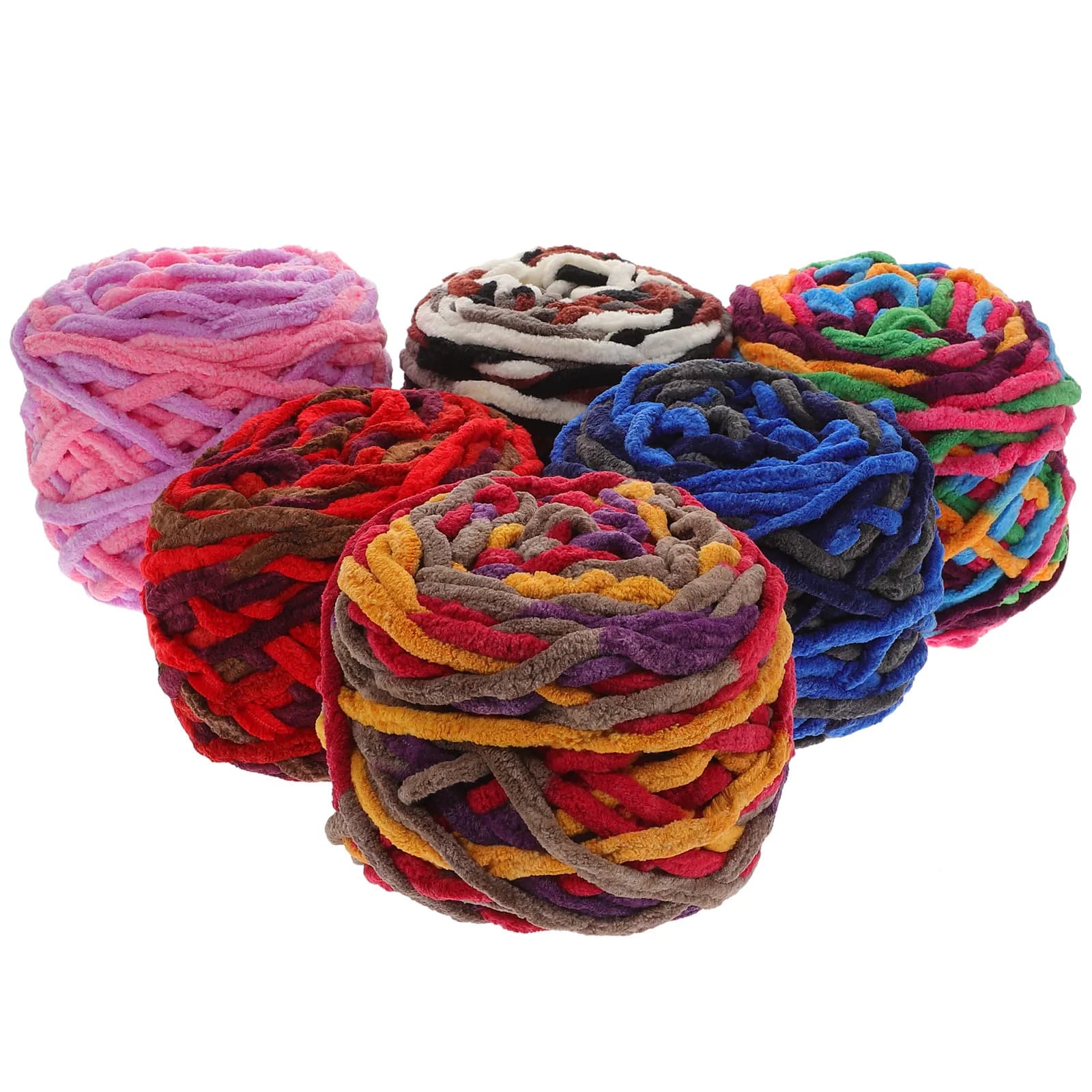 6 Rolls Chunky Crochet Yarn Thick Knitting Thread Acrylic Cotton Blend for Scarves Sweaters Hats Shawls Gloves DIY Accessories