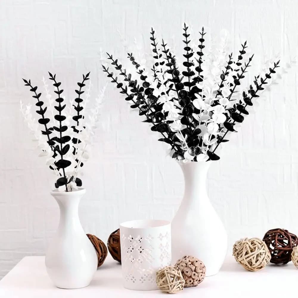 Set of 10 Artificial Plastic Eucalyptus Leaves, Easy to Use, Do Not Fade, Eucalyptus Fin Plants for Home Decorations