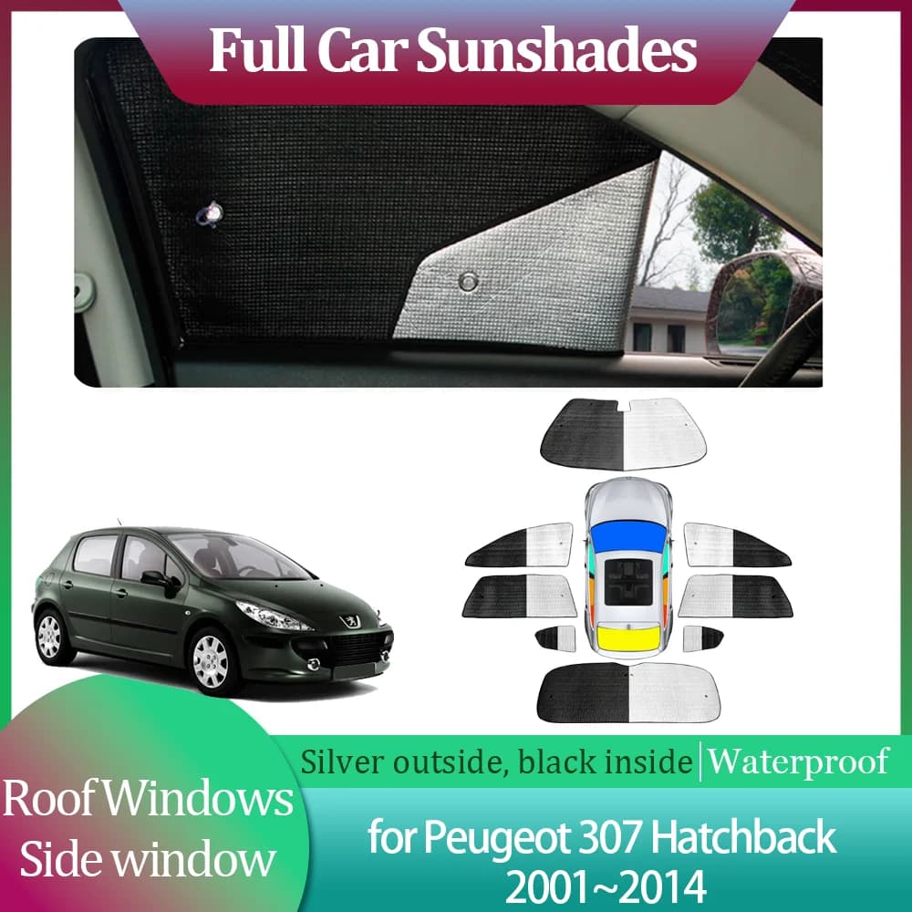 Auto Parasole per Peugeot 307 Hatchback 2001 ~ 2014 Lato Parabrezza Tenda Tetto Finestre Visiera Parasole Tetto Apribile Copertura Pad Accessori
