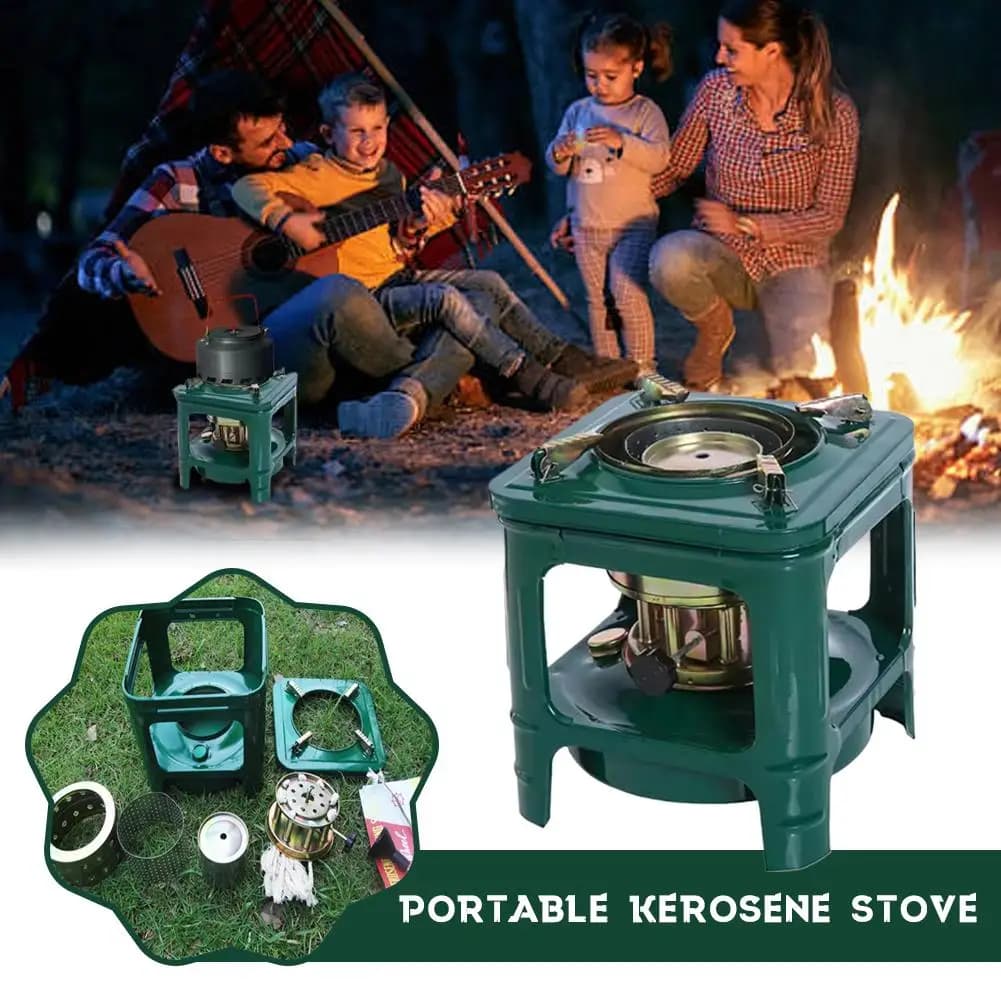 Cherosene Stove Integrated 8 Cookers for 2-3 Persons, Safety Heater for Open Camping, Professional Picnic Accessories