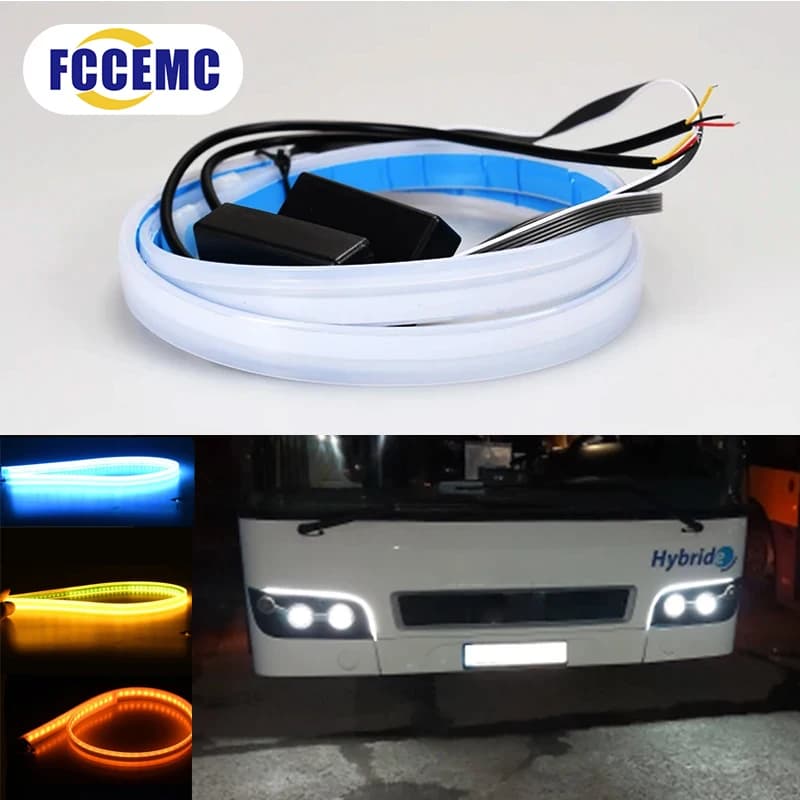 2 pezzi 24V LED camion luce 30cm 45cm 60cm 70cm auto luce di marcia diurna Decor Lampada barra con funzione sterzo gialla Lampada di segnalazione