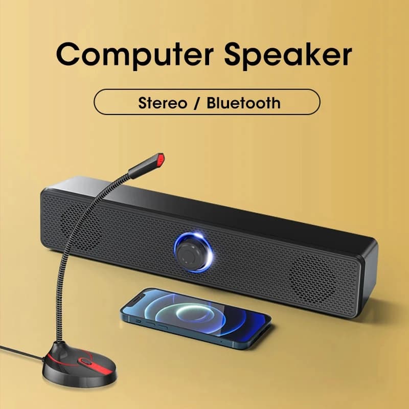 Barra altoparlante per computer Bluetooth 4D con subwoofer stereo per Macbook, laptop, notebook, PC, lettore musicale, altoparlante con microfono