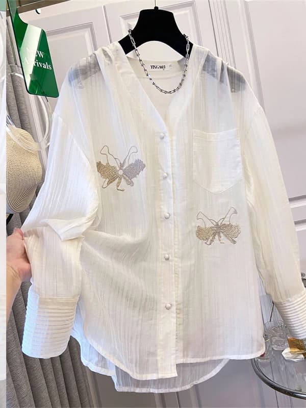 Nuova Camicia Estiva Larga Color Pesca Leggera da Donna, Blusa a Maniche Lunghe in Fibra di Poliestere con Sensazione Premium, Ultimi Pezzi in Stock