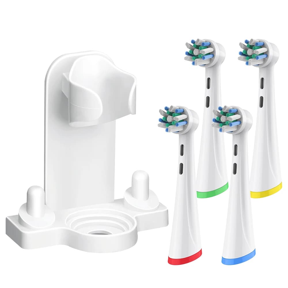 Supporto per spazzolino e 4 testine di ricambio compatibili con gli spazzolini elettrici Oral B iO Series