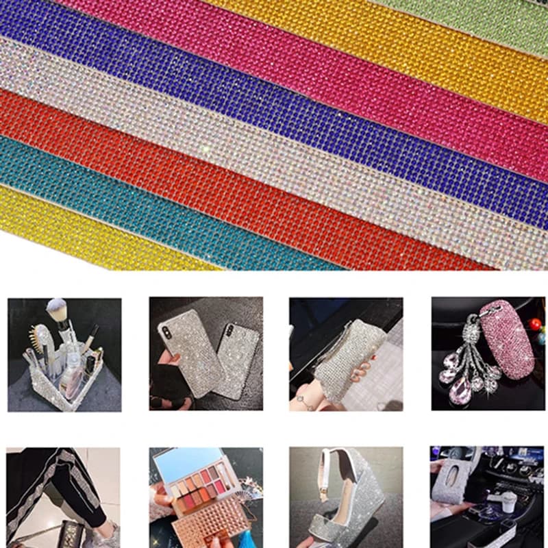 Adesivi in Cristallo Autoadesivi 12x20cm, Nastro di Diamanti Brillanti per Decorazione di Scatole Regalo, Vestiti, Auto, Telefoni, Fai-da-Te e Artigianato