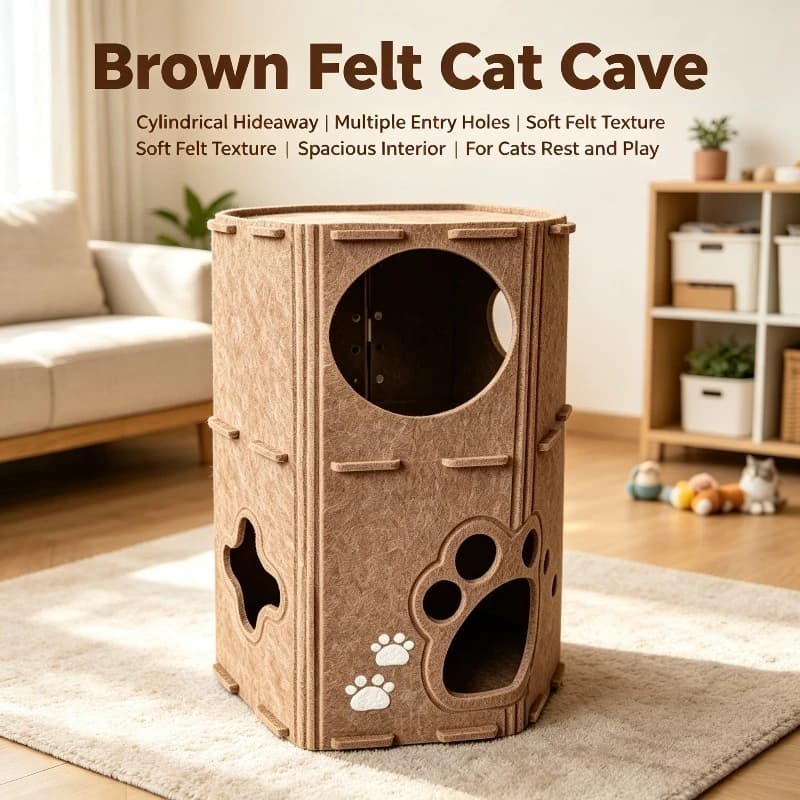 3‑Tier Villa Felt Cat House All‑Season Non‑shedding Scratcher Board Integrated Play Cat Tree for Cats Sold in Sets of 2