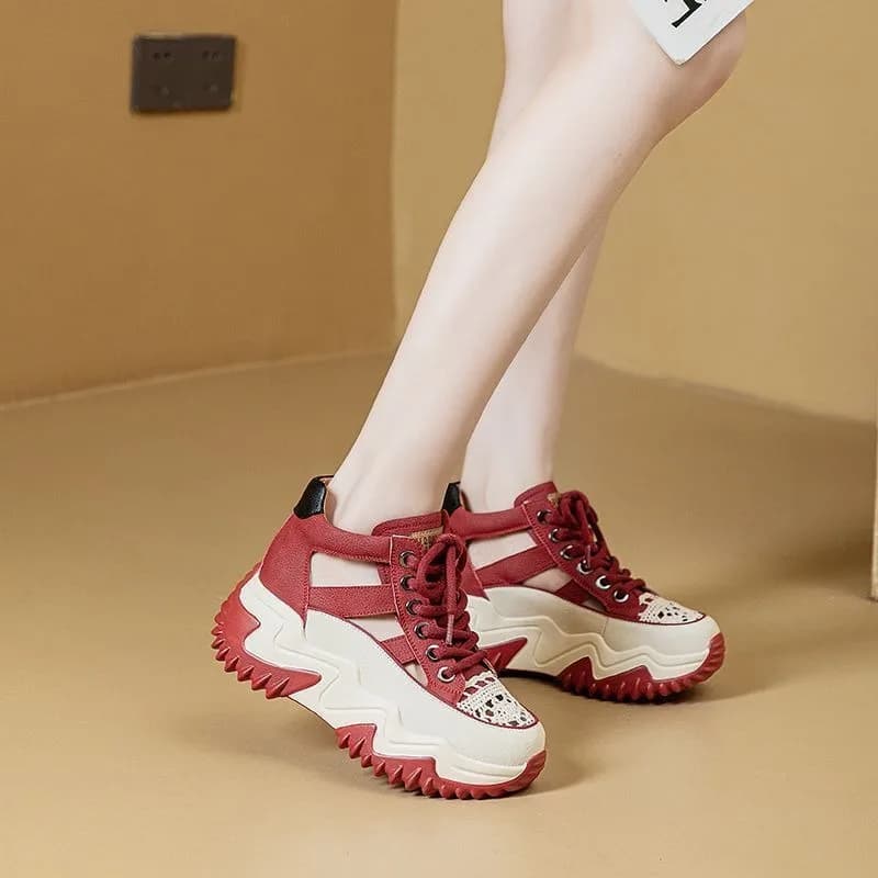 Sneakers Chunky da Donna con Plateau, Color Block, Traspiranti, con Rialzo Interno, Scarpe Sportive Casual Estive 2026