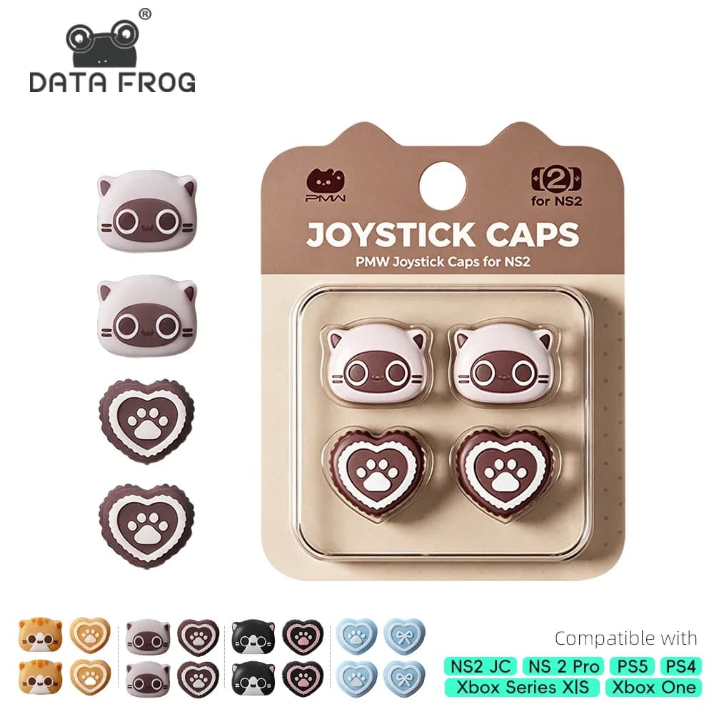Data Frog Aesthetic Joystick Caps for PS5, PS4, Xbox, Switch 2 - Kawaii Controller Accessories for Custom Gaming Setup