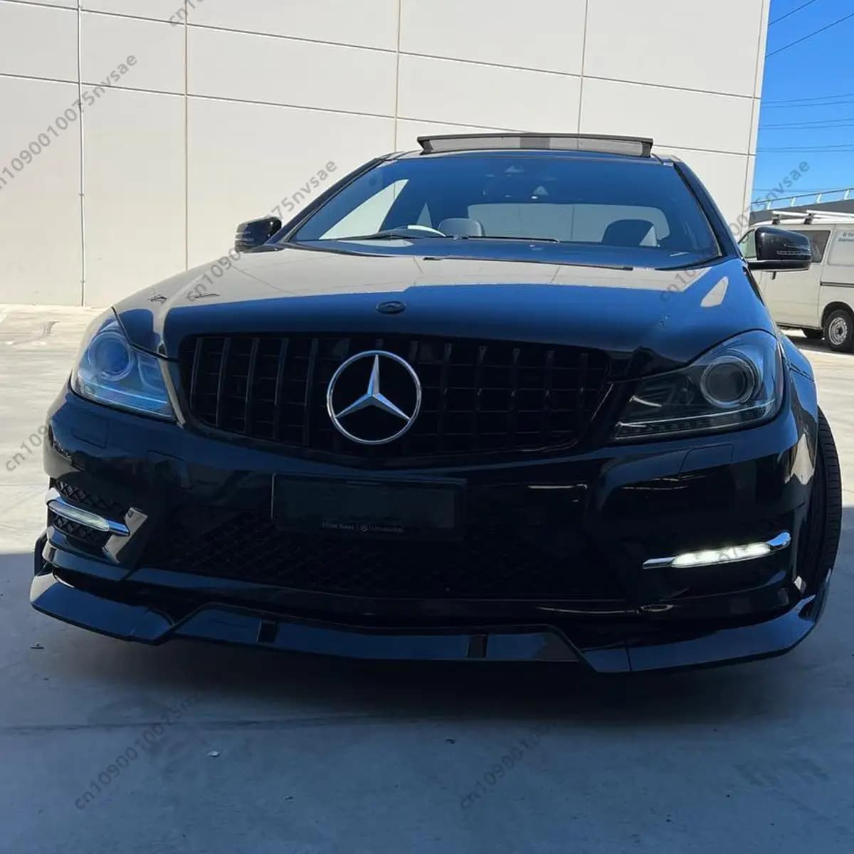 AR Style Front Bumper Lip For Mercedes-Benz C Class W204 2007-2013 Auto Splitter Spoiler Diffuser Guard Black Body Kits Tuning